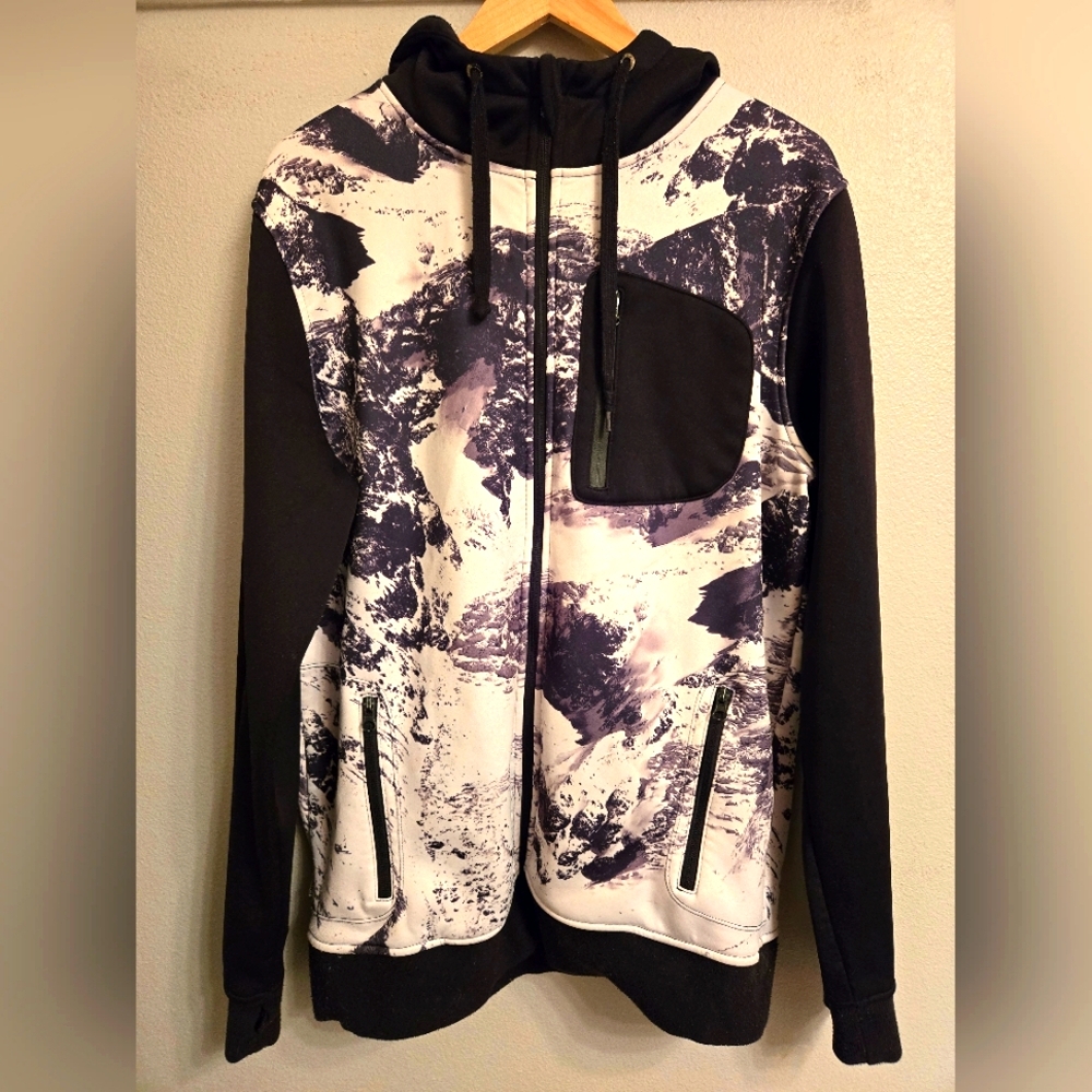 Empire Black White Hoodie Zipper Pockets Large